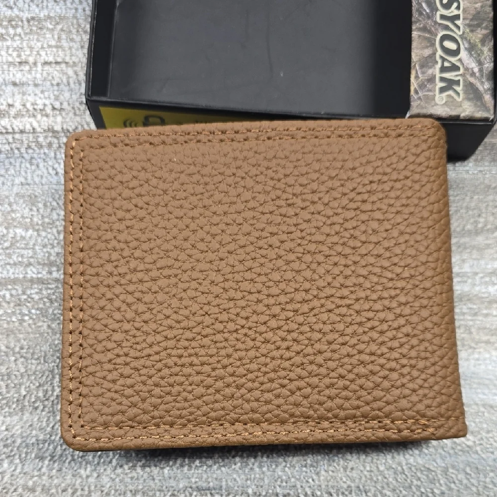Mossy Oak Brown Bi‑Fold Wallet – Pebble Leather‑Like Texture